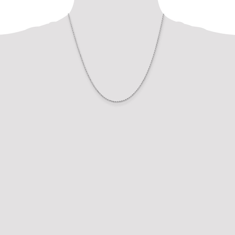 20 Inch 10K White Gold 1.75mm Diamond-Cut Rope Chain Necklace