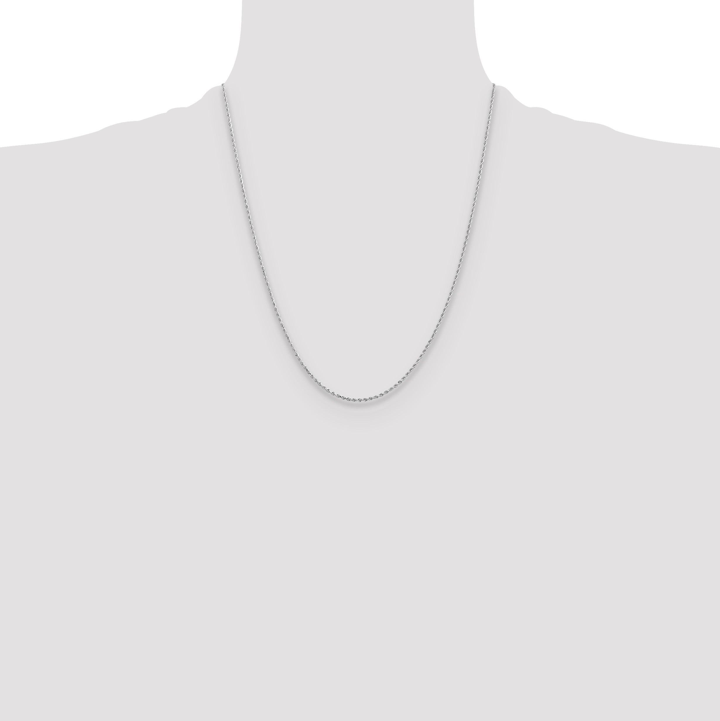10K White Gold 1.75mm Diamond Cut Rope Chain