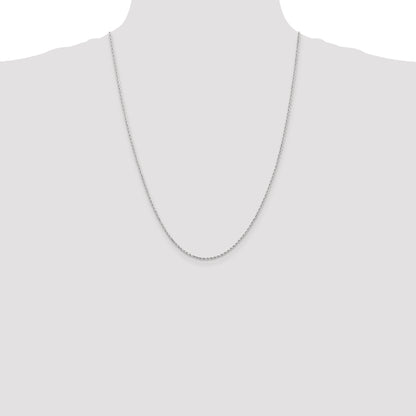 24 Inch 10K White Gold 1.75mm Diamond-Cut Rope Chain Necklace