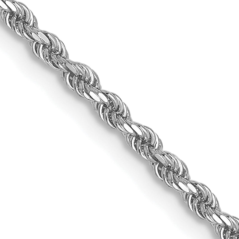 24 Inch 10K White Gold 1.75mm Diamond-Cut Rope Chain Necklace