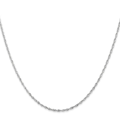 24 Inch 10K White Gold 2.5mm Diamond-Cut Lightweight Rope Chain