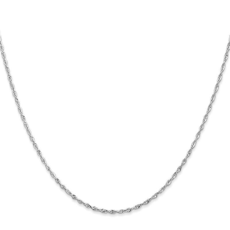 20 Inch 10K White Gold 2.5mm Diamond-Cut Lightweight Rope Chain Necklace