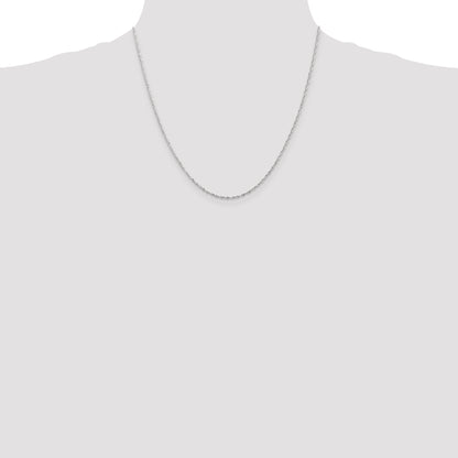 20 Inch 10K White Gold 2.5mm Diamond-Cut Lightweight Rope Chain