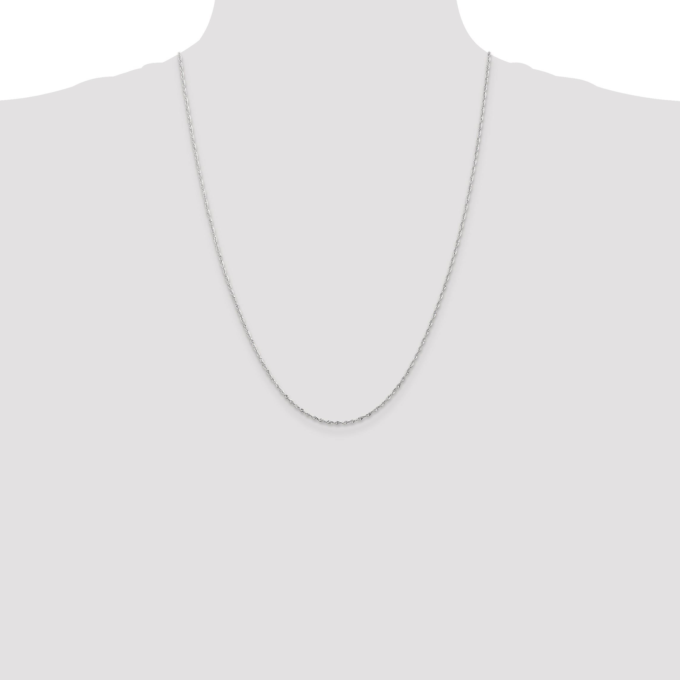 24 Inch 10K White Gold 2.5mm Diamond-Cut Lightweight Rope Chain