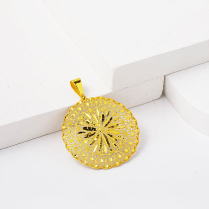 14K Yellow Gold Sparkling Star Flower Necklace