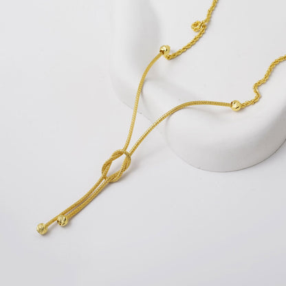 14K Yellow Gold Twisted Chain Knot Necklace