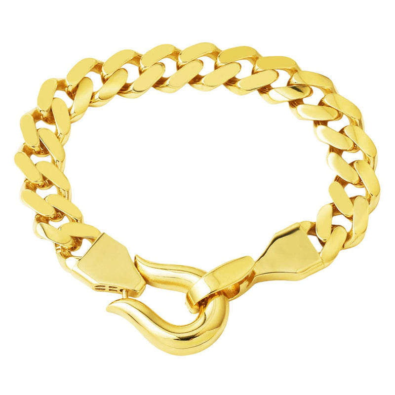 14K Yellow Gold Hook Curb Chain Bracelet