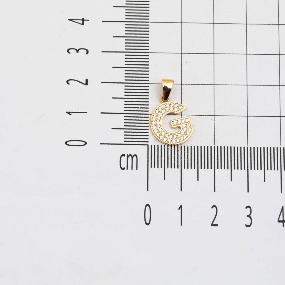 14K Yellow Gold G Initial Cubic Zirconia Pendant