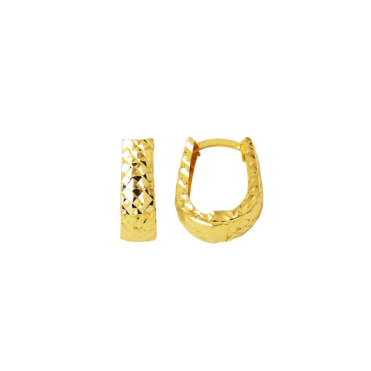 14K Yellow Gold Sparkle Hand Engraved Hoop Earrings (1.69 g)