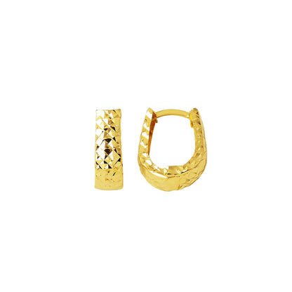 14K Yellow Gold Sparkle Hand Engraved Hoop Earrings (1.69 g)
