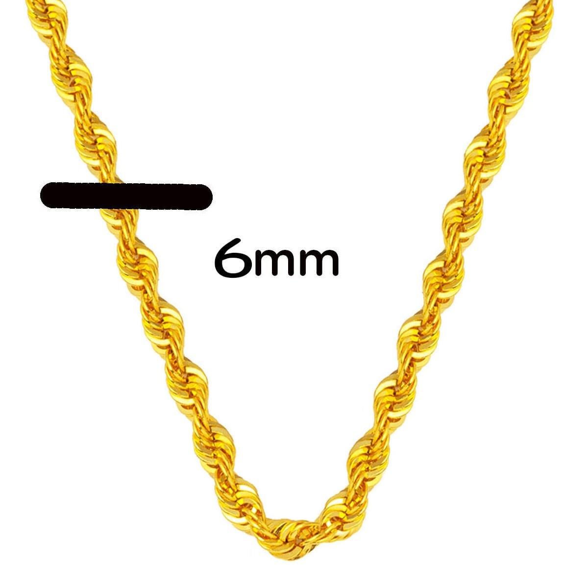 14K Yellow Gold 6 mm Wide Twisted Chain Necklace