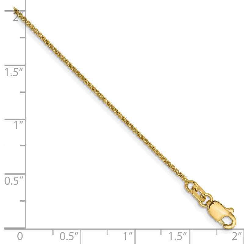 9 Inch 10K 1mm Spiga Chain Anklet