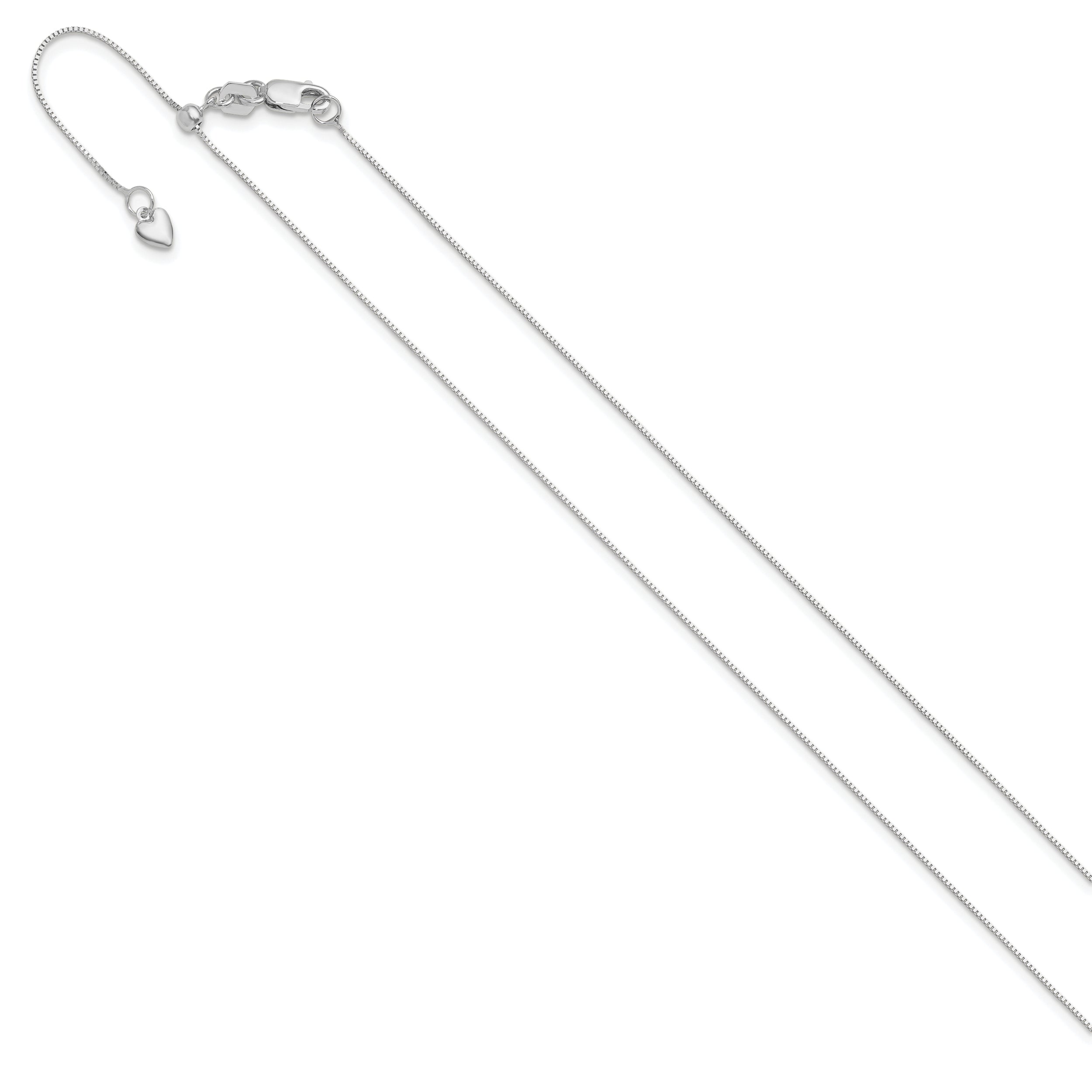 22 Inch 10K White Gold Adjustable .55mm Baby Box Chain