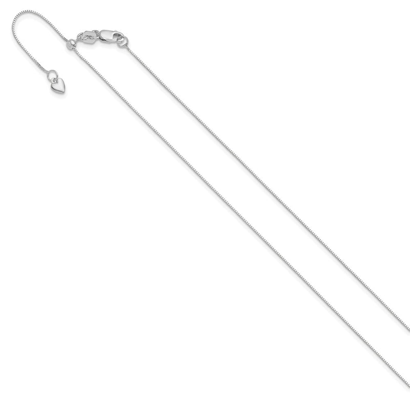22 Inch 10K White Gold Adjustable .55mm Baby Box Chain Necklace