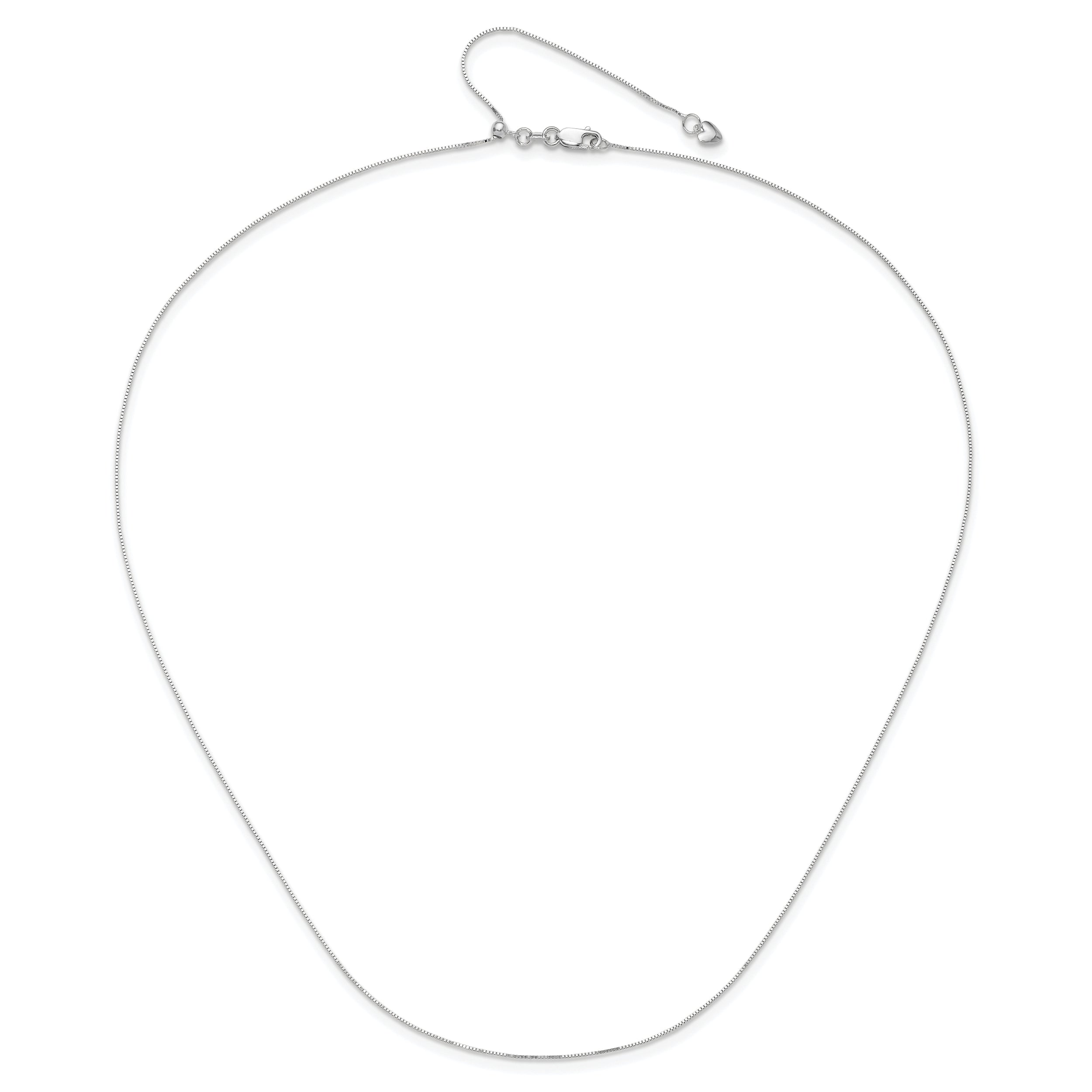 22 Inch 10K White Gold Adjustable .55mm Baby Box Chain