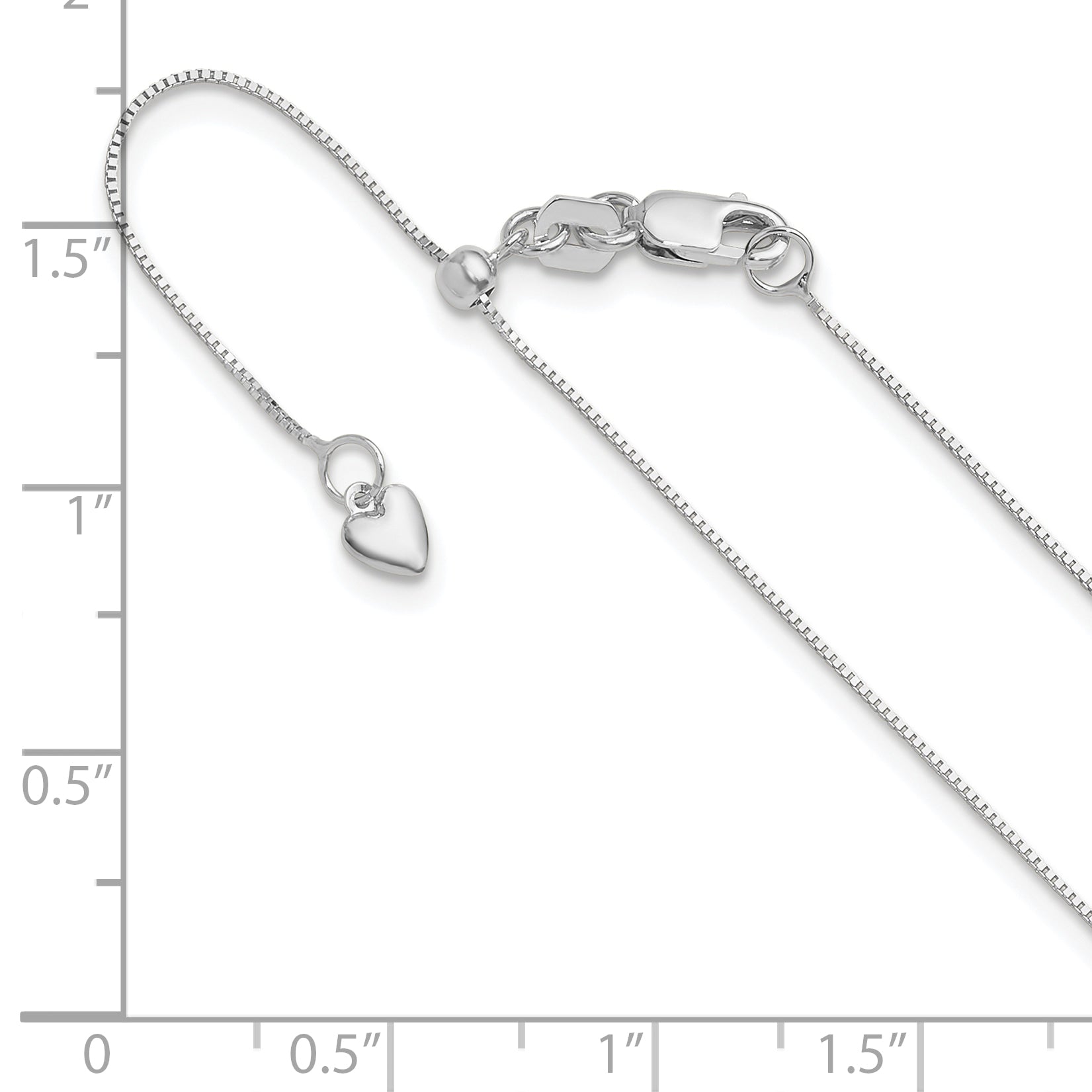 22 Inch 10K White Gold Adjustable .55mm Baby Box Chain
