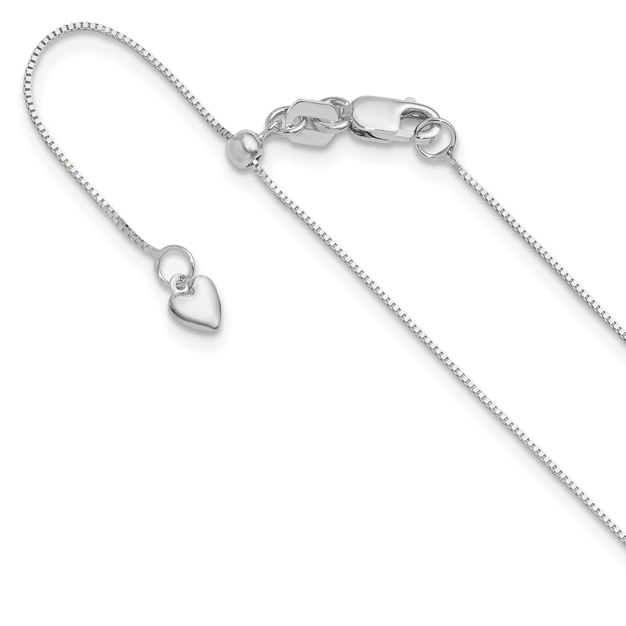 22 Inch 10K White Gold Adjustable .55mm Baby Box Chain