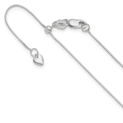 22 Inch 10K White Gold Adjustable .55mm Baby Box Chain
