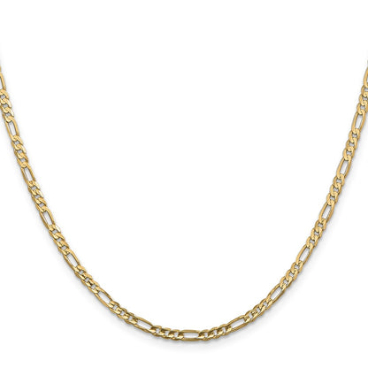 26 Inch 10K Yellow Gold 3mm Concave Figaro Chain Necklace