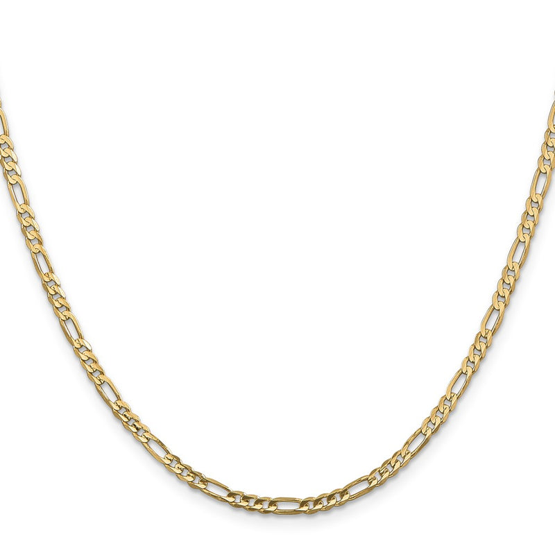 26 Inch 10K Yellow Gold 3mm Concave Figaro Chain Necklace