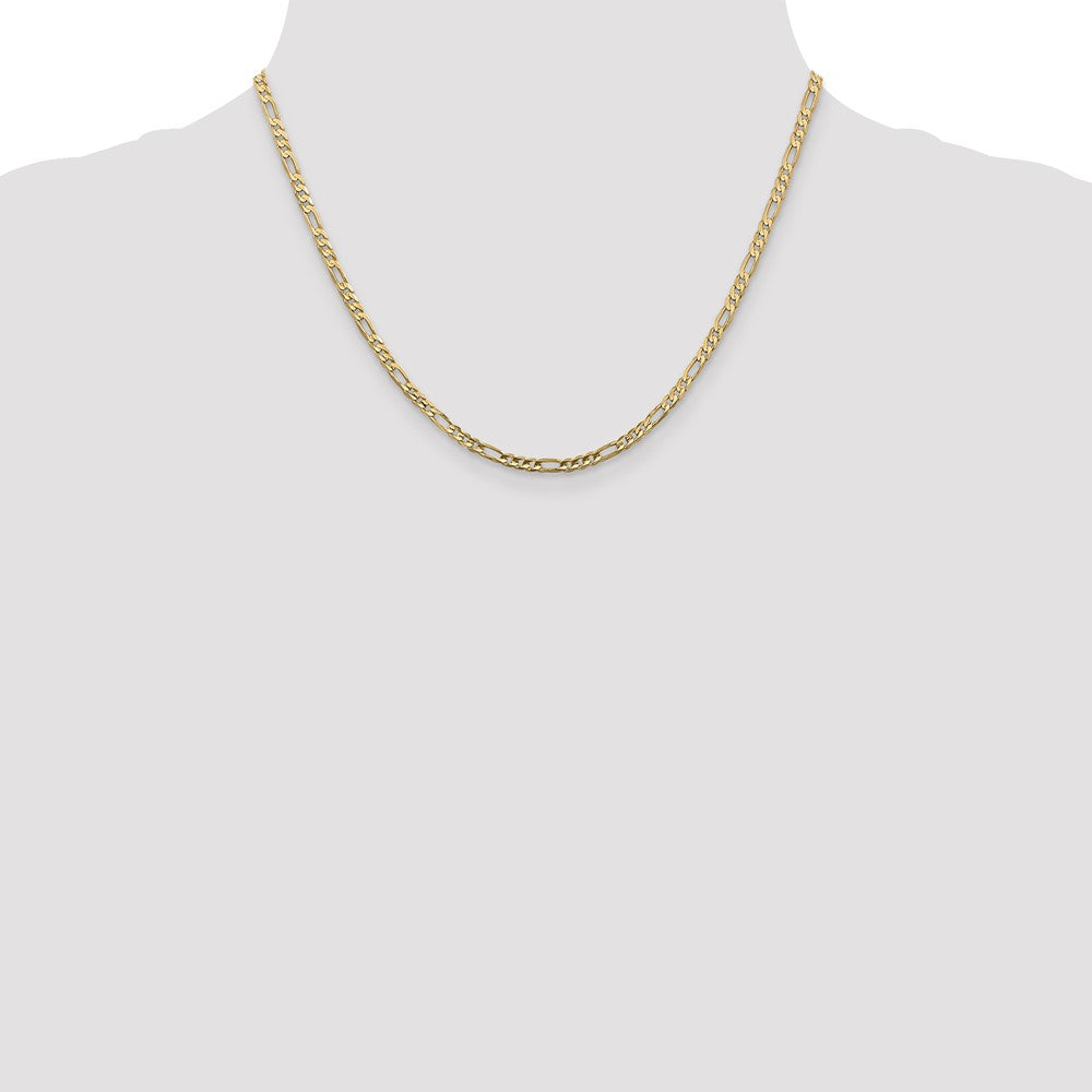 18 Inch 10K 3mm Concave Figaro Chain Necklace