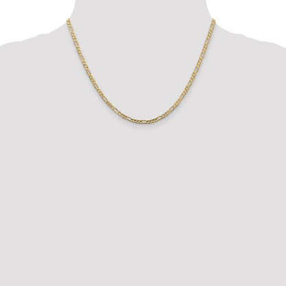 18 Inch 10K 3mm Concave Figaro Chain Necklace
