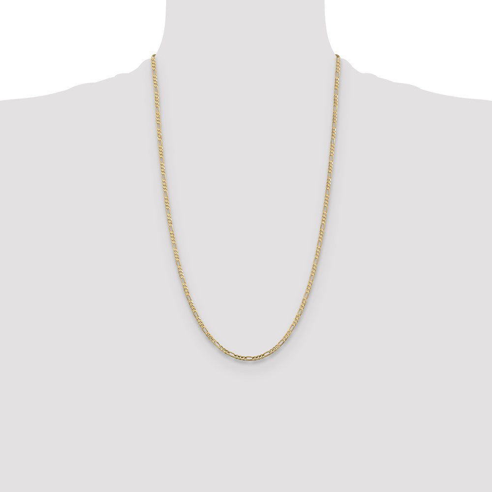 26 Inch 10K Yellow Gold 3mm Concave Figaro Chain Necklace
