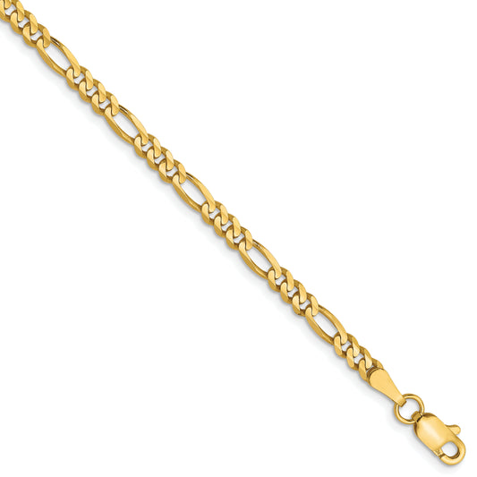 7 Inch 10K 3mm Concave Figaro Chain