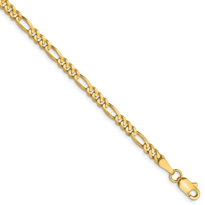 7 Inch 10K 3mm Concave Figaro Chain Bracelet