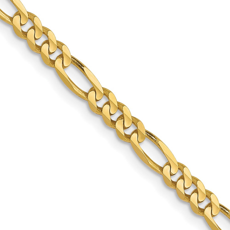 24 Inch 10K 3mm Concave Figaro Chain Necklace
