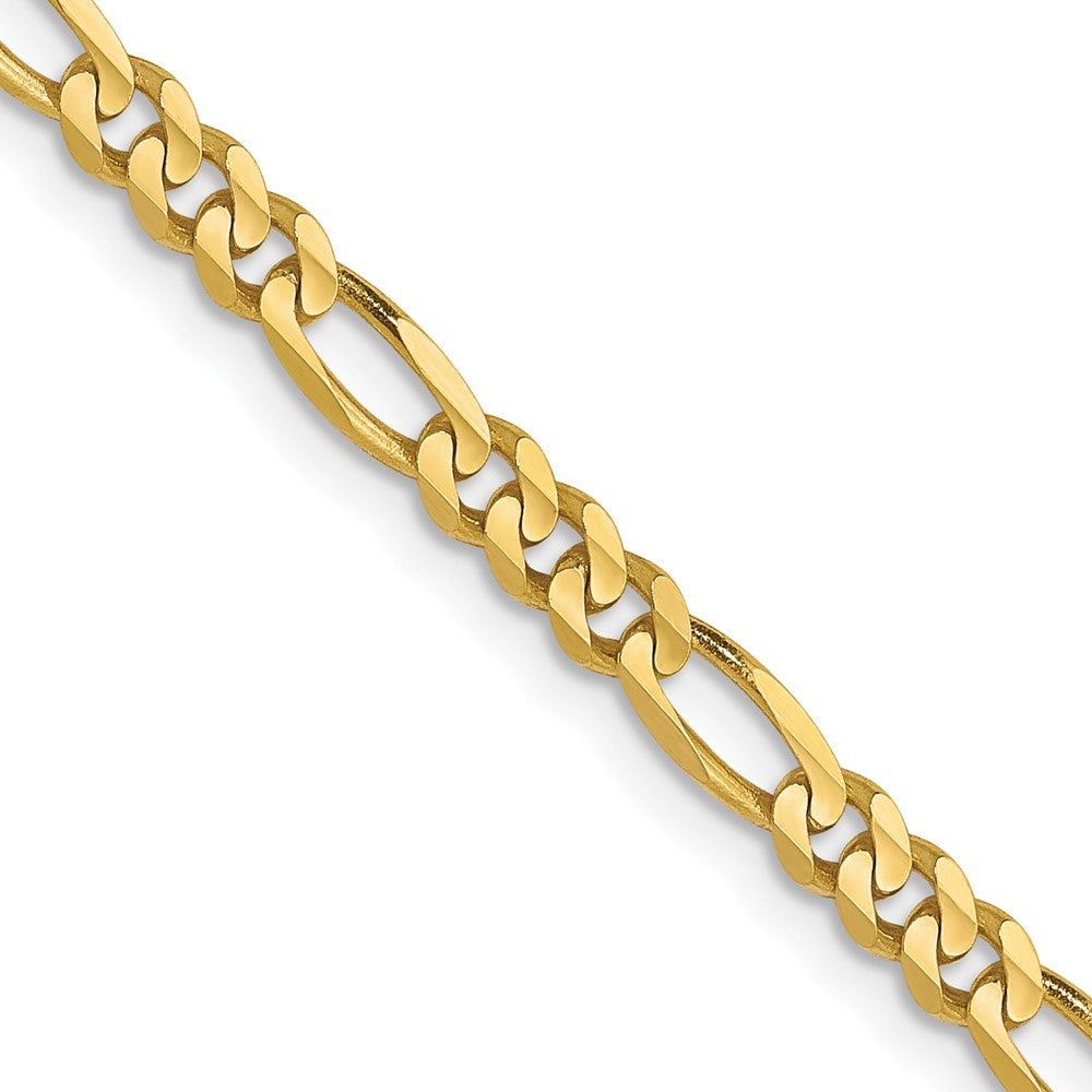 20 Inch 10K 3mm Concave Figaro Chain Necklace