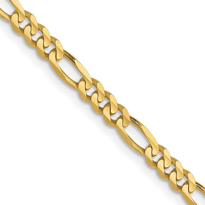 26 Inch 10K Yellow Gold 3mm Concave Figaro Chain Necklace