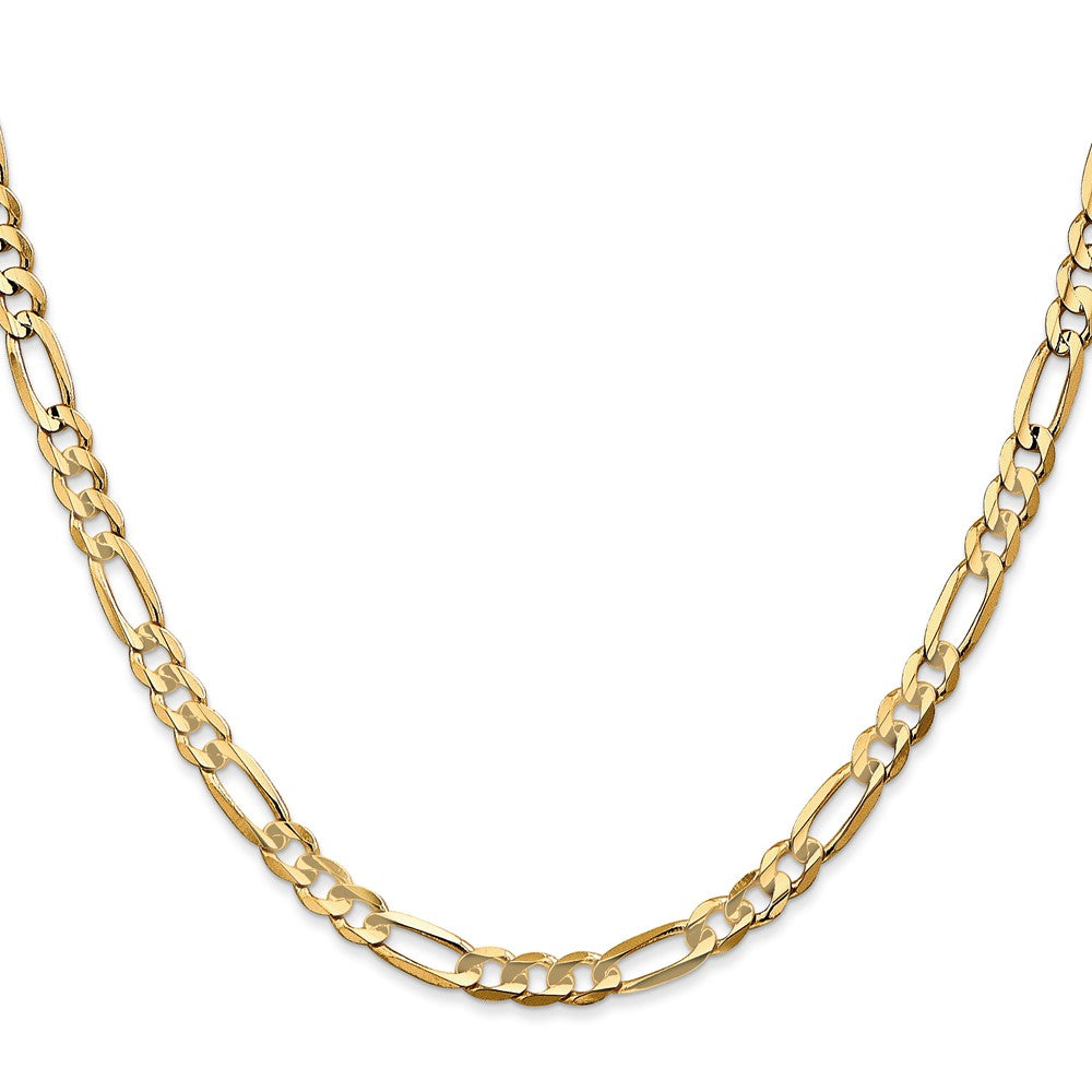 26 Inch 10K Yellow Gold 4.5mm Concave Figaro Chain Necklace