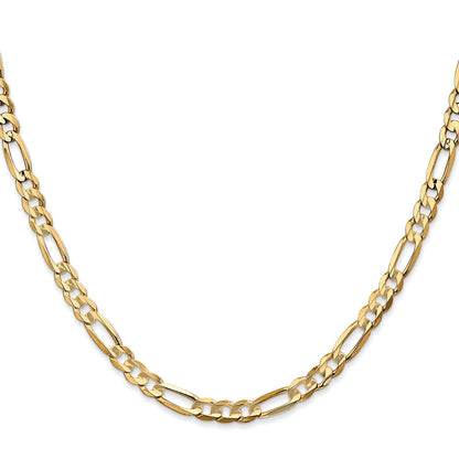 22 Inch 10K Yellow Gold 4.5mm Concave Figaro Chain Necklace