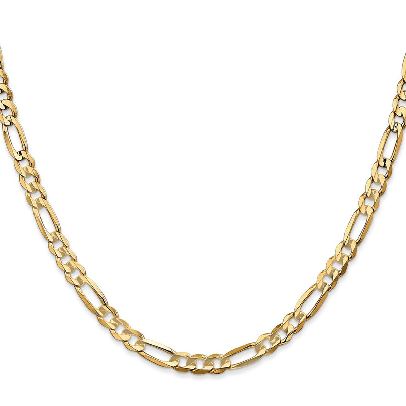 22 Inch 10K Yellow Gold 4.5mm Concave Figaro Chain Necklace