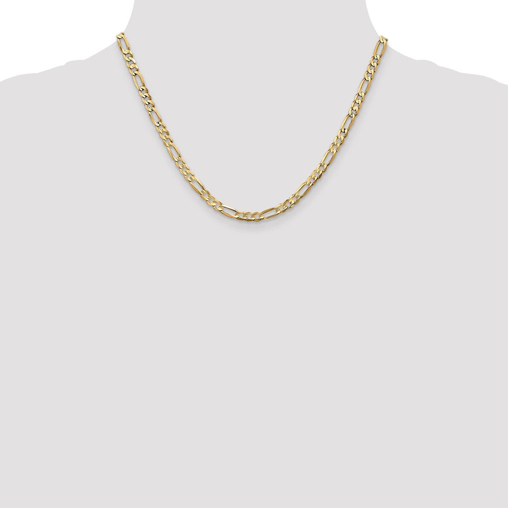 18 Inch 10K Yellow Gold 4.5mm Concave Figaro Chain Necklace