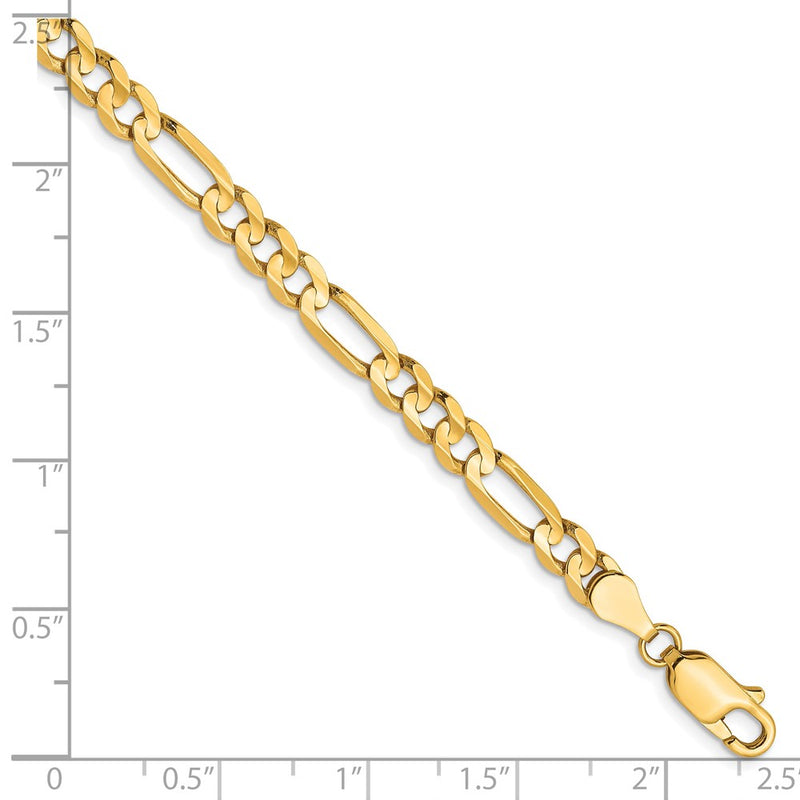 8 Inch 10K Yellow Gold 4.5mm Concave Figaro Chain Bracelet