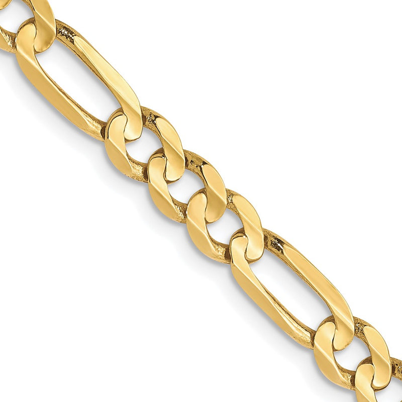 20 Inch 10K 4.5mm Concave Figaro Chain Necklace