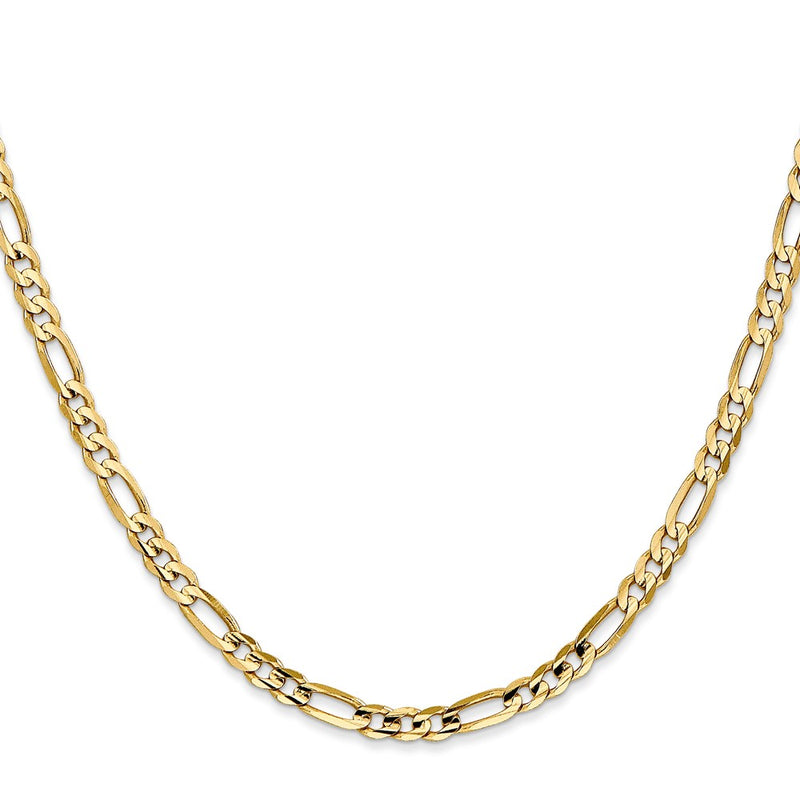 22 Inch 10K 4mm Concave Figaro Chain Necklace