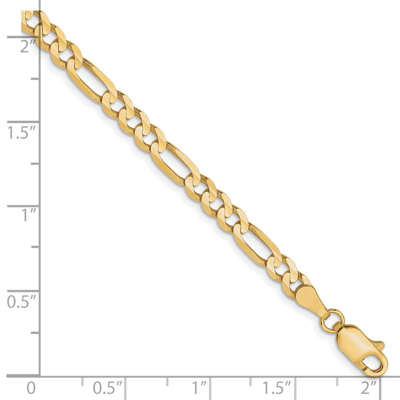 8 Inch 10K 4mm Concave Figaro Chain Bracelet
