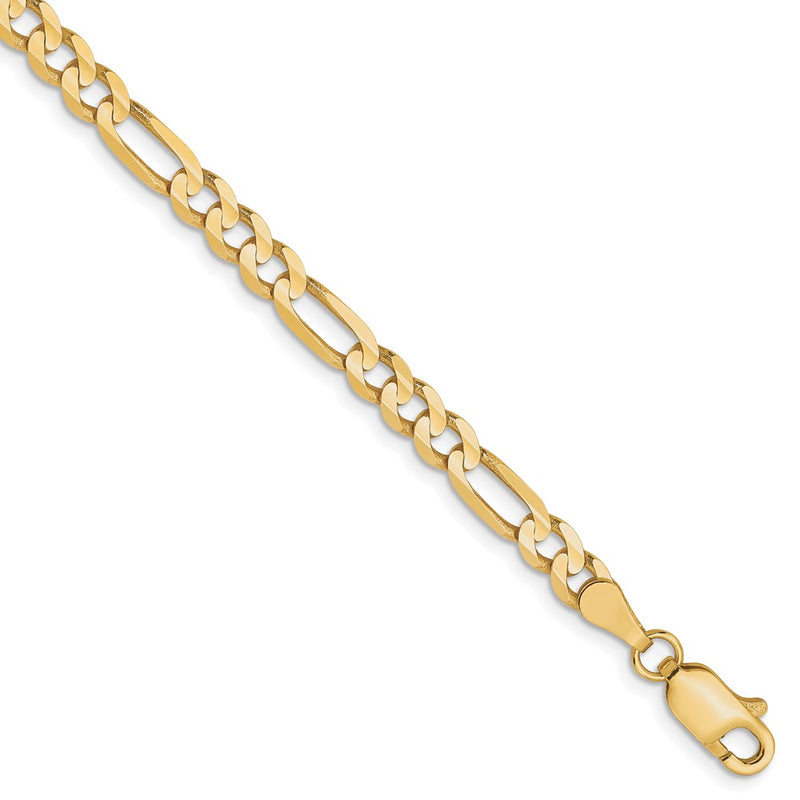 7 Inch 10K 4mm Concave Figaro Chain Bracelet