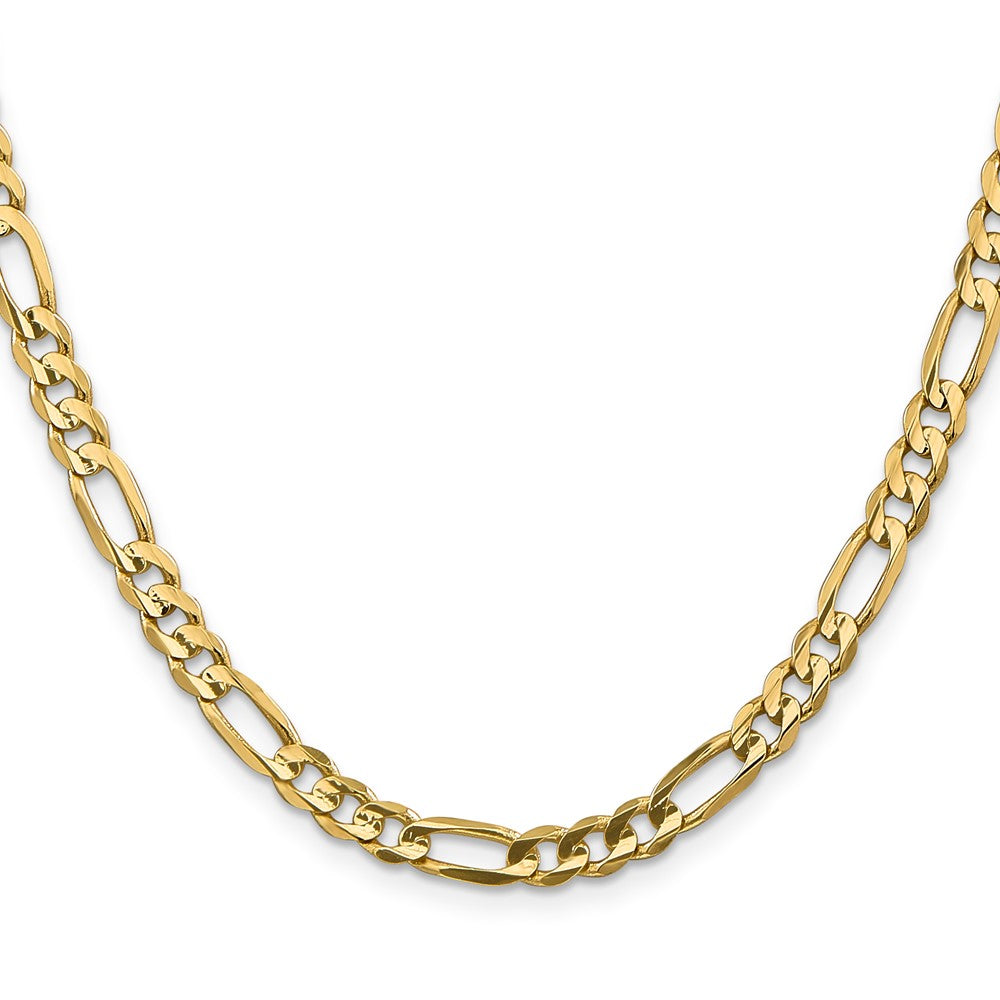 26 Inch 10K Yellow Gold 5.25mm Concave Figaro Chain Necklace