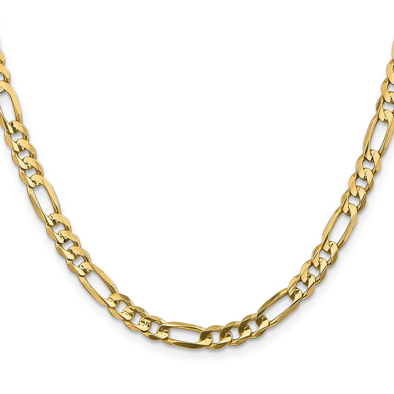 26 Inch 10K Yellow Gold 5.25mm Concave Figaro Chain Necklace