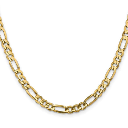 24 Inch 10K 5.25mm Concave Figaro Chain Necklace