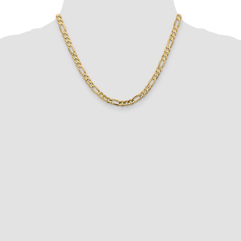 18 Inch 10K 5.25mm Concave Figaro Chain Necklace