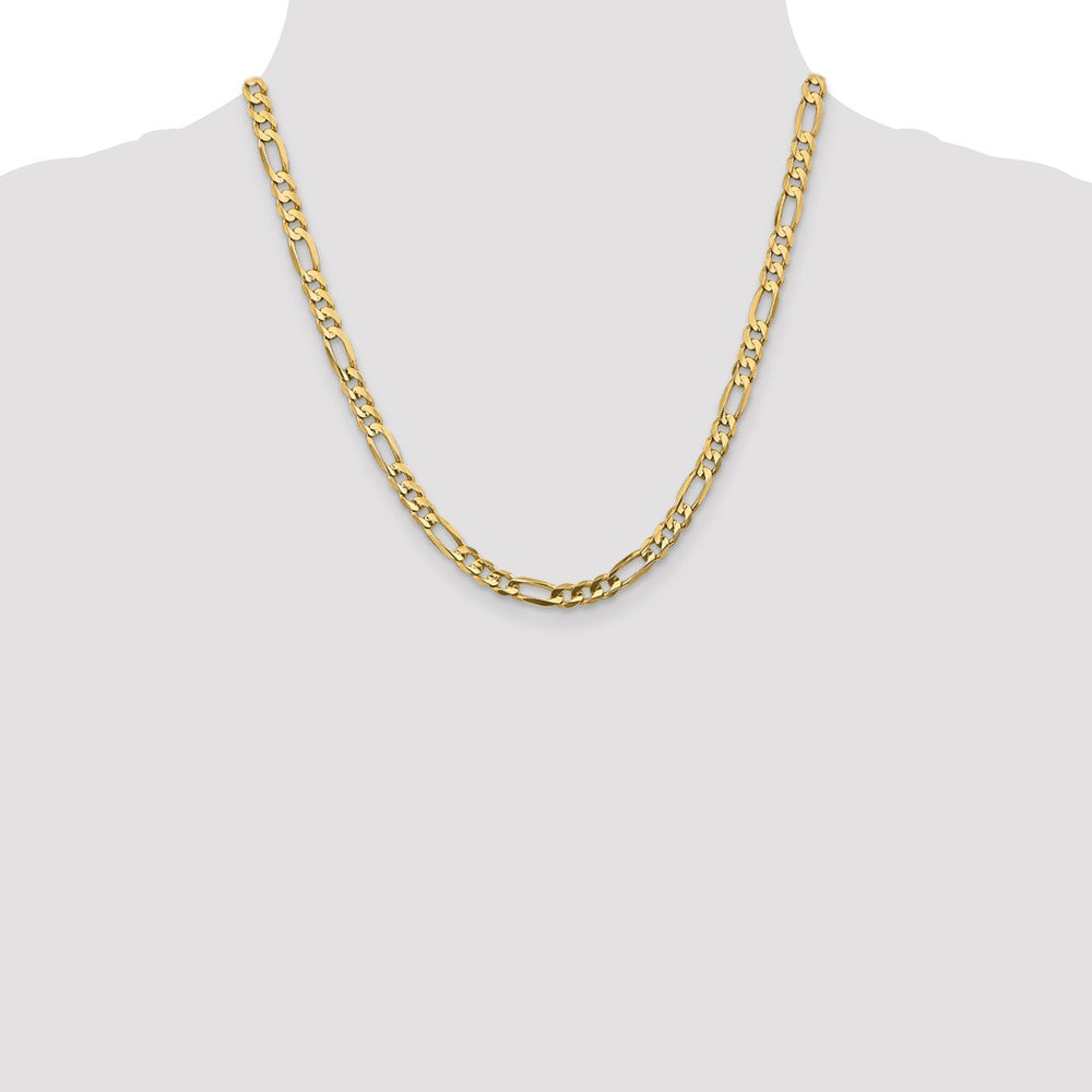 20 Inch 10K 5.25mm Concave Figaro Chain Necklace