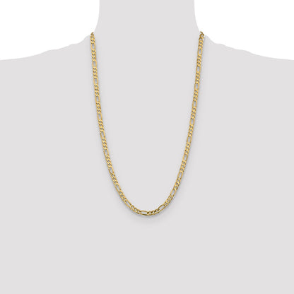 26 Inch 10K Yellow Gold 5.25mm Concave Figaro Chain Necklace