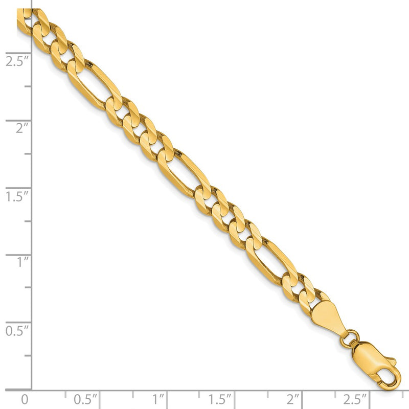 8 Inch 10K 5.25mm Concave Figaro Chain Bracelet