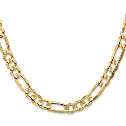 26 Inch 10K Yellow Gold 6.75mm Concave Figaro Chain Necklace