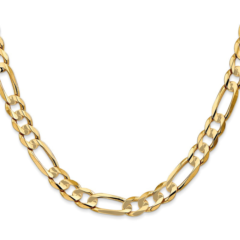 26 Inch 10K Yellow Gold 6.75mm Concave Figaro Chain Necklace